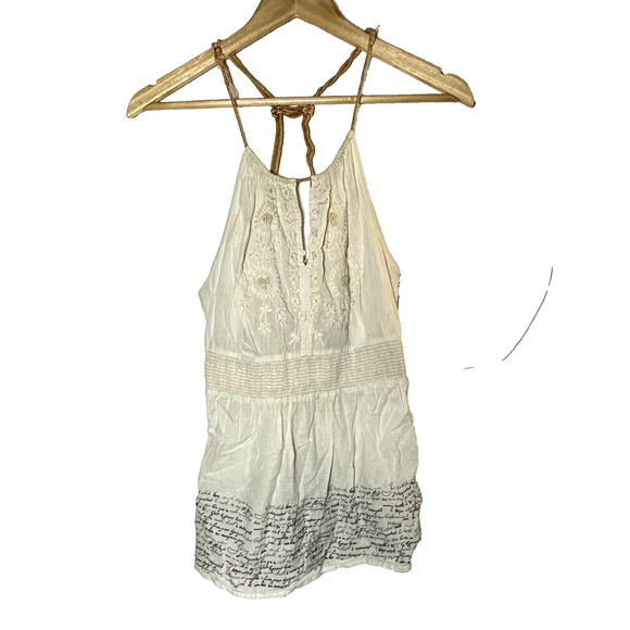 FREE‎ PEOPLE Vintage Y2K babydoll halter tank strappy boho womans 10 academia - Picture 1 of 13